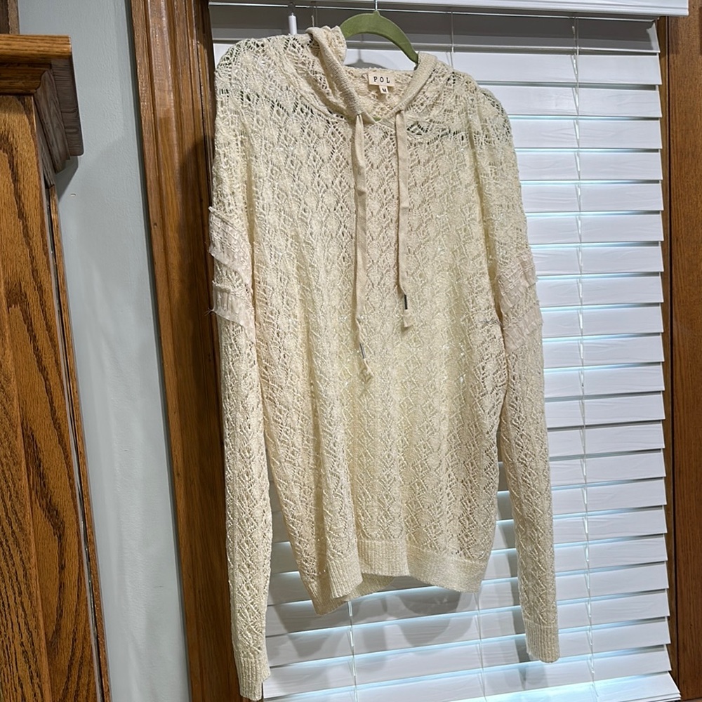 POL Cream Lace Knit Sweater